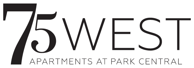 A sign for 75 West apartments at Park Central.